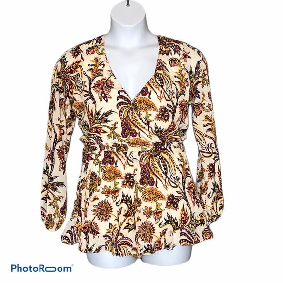 Show Me Your MuMu Bailey Fall Floral Long Sleeve Shorts Romper NWOT size small - Picture 8 of 8